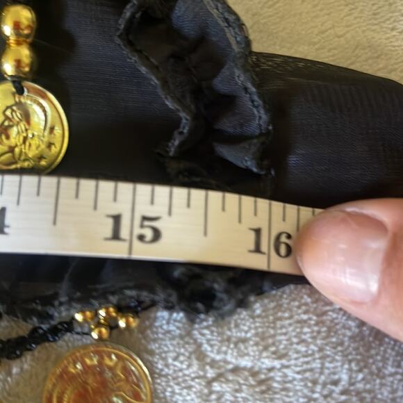 Belly Dancer Style Black and Gold Coin and Beaded Detail Bra Top Size Medium - Picture 4 of 5